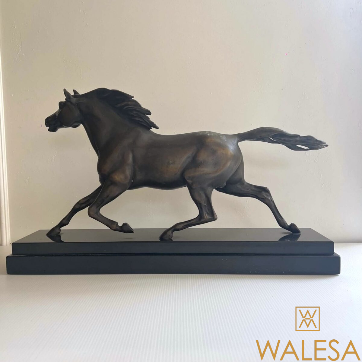 Charles VALTON « Cheval au galop » en métal à patine bronze nuancée vert/gris. – Image 6