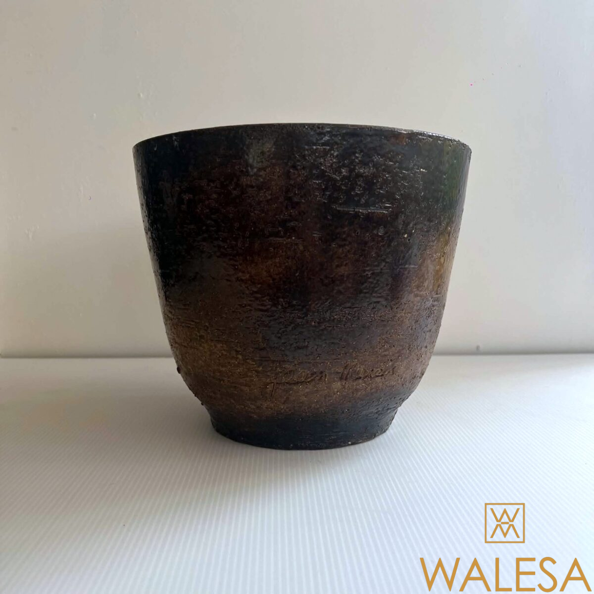 Jean MARAIS cache-pot en grès émaillé à texture rugueuse brune et marron – Image 2