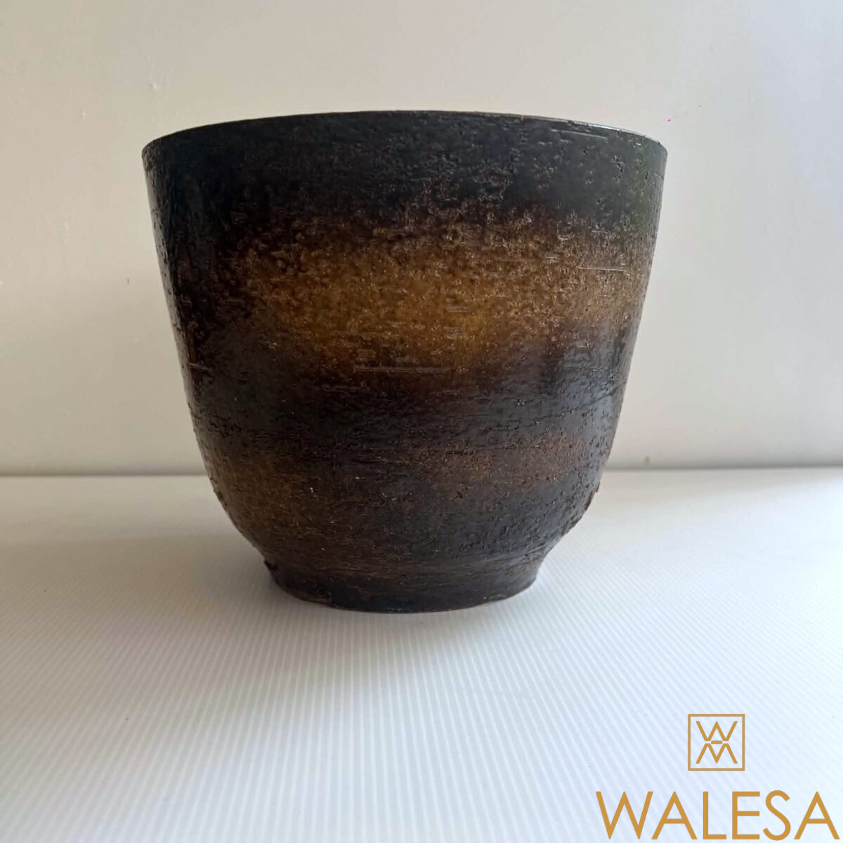 Jean MARAIS cache-pot en grès émaillé à texture rugueuse brune et marron – Image 5