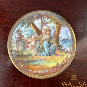 L M &Cie Tableau plaque ronde en porcelaine XIXe II