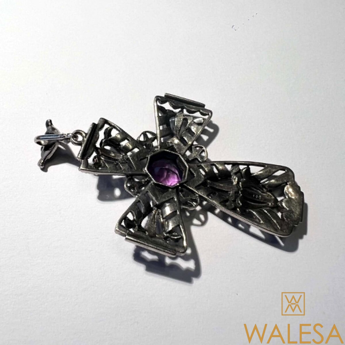 Pendentif Art Deco en argent 935 marcassites et améthyste – Image 6
