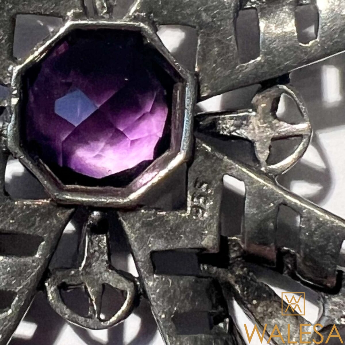 Pendentif Art Deco en argent 935 marcassites et améthyste – Image 4
