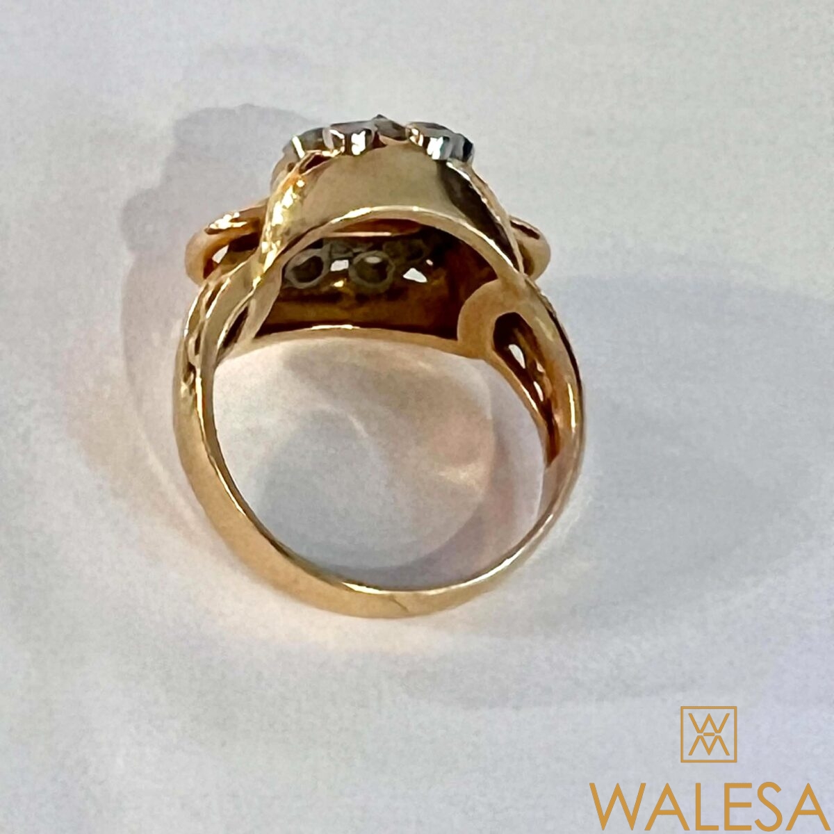 Bague or jaune 18 carats pierre rouge et diamants – Image 6