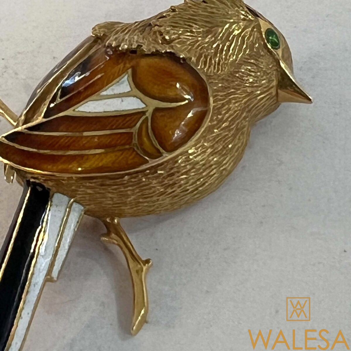 Broche oiseau or 18k et émaux – Image 8