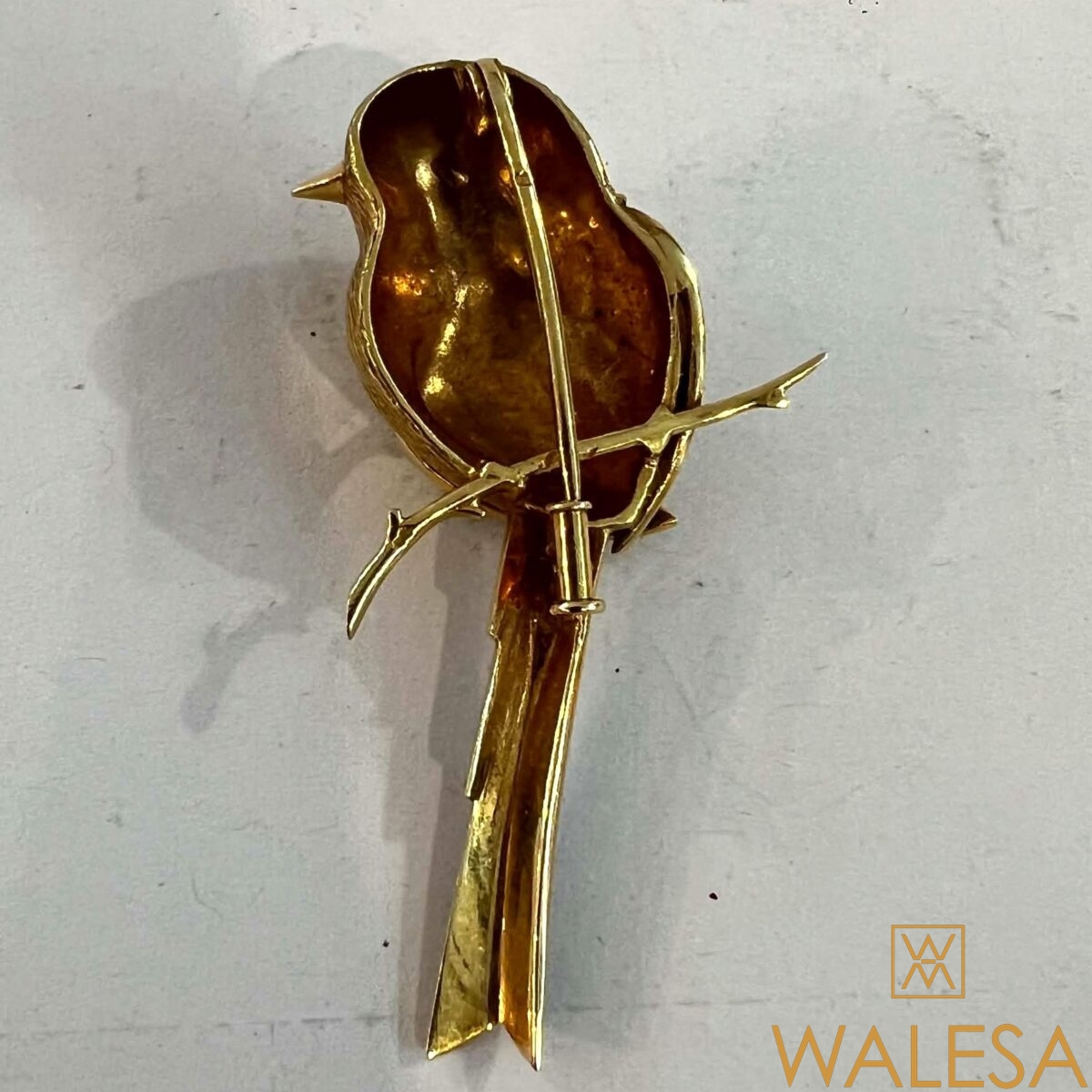 Broche oiseau or 18k et émaux – Image 10