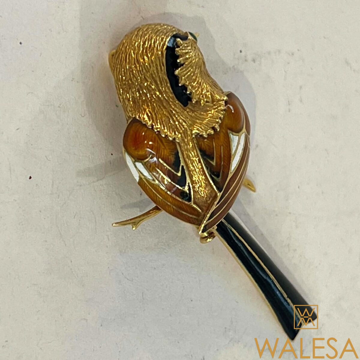 Broche oiseau or 18k et émaux – Image 7