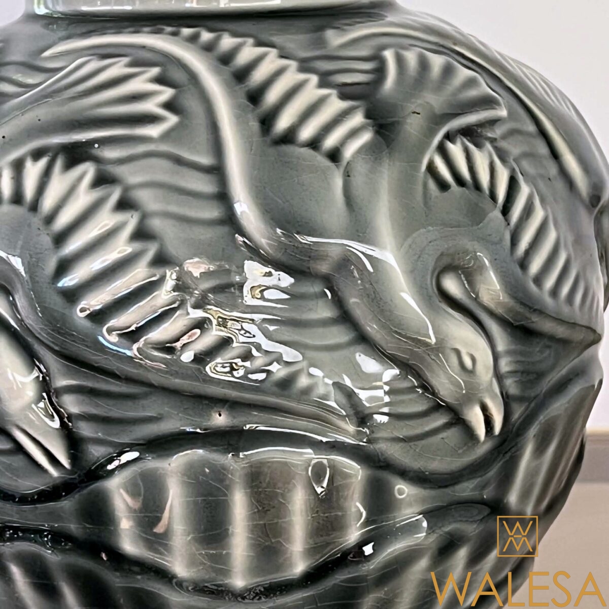 Charles CATTEAU Boch Frères KERAMIS vase Art Deco en céramique décor “Aux mouettes” – Image 4