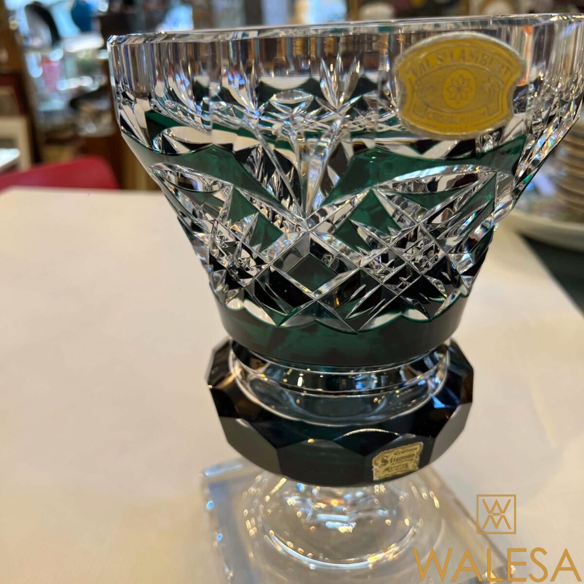 Cristal Val Saint Lambert - vase sur piédouche modèle « Thessalie » – Image 7